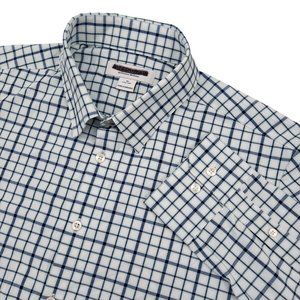 MIZZEN + MAIN LEEWARD MEN'S XL TRIM TALL FIT NAVY & WHITE DRESS BUTTON UP SHIRT